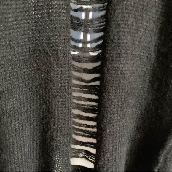 Current/Elliott Black Alpaca Blend The Long Slash Open Front Cardigan, Sz 2/M - Picture 10 of 15